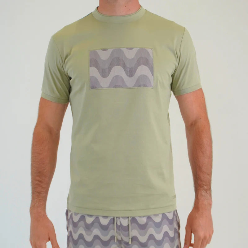 Lanka Grey Wave T-Shirt - Olive